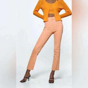 Zara Retro Daisy Floral Flare High Rise Bohemian Jeans 60s 70s 80s 90s size 2